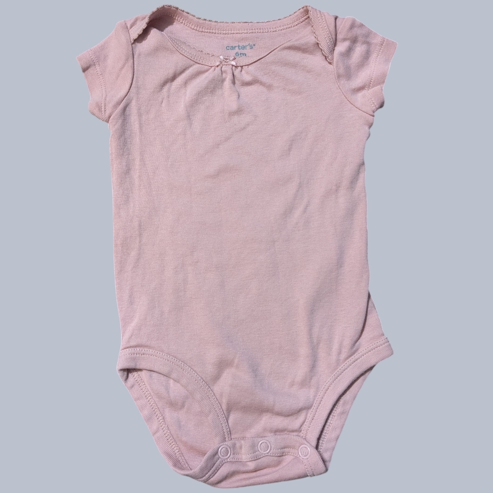 Carter's Pink Bodysuit with Cap Sleeves and Bow Detail